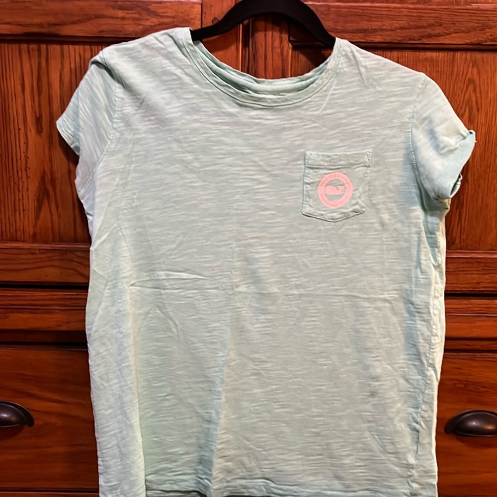 Girls size 14 mint green Vineyard Vines short sleeve shirt